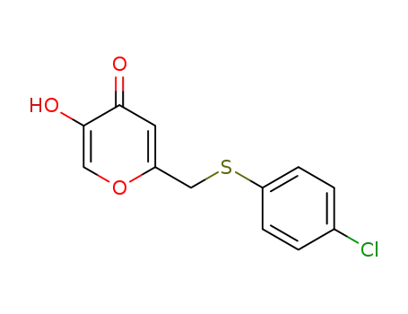 Molecular Structure of 204503-11-7 (4H-Pyran-4-one, 2-[[(4-chlorophenyl)thio]methyl]-5-hydroxy-)