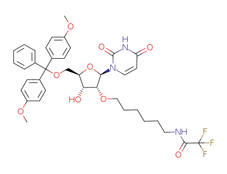 Molecular Structure of 912641-74-8 (5'-O-(4,4'-dimethoxytrityl)-2'-O-(6-trifluoroacetamido)hexyluridine)