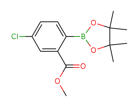 Molecular Structure of 866625-02-7 (methyl 5-chloro-2-(4,4,5,5-tetramethyl-1,3,2-dioxaborolan-2-yl)benzoate)