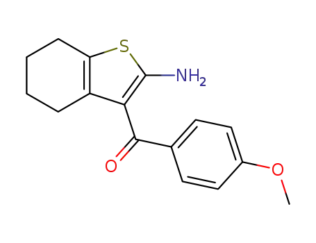 Molecular Structure of 40312-30-9 (Methanone, (2-aMino-4,5,6,7-tetrahydrobenzo[b]thien-3-yl)(4-Methoxyphenyl)-)