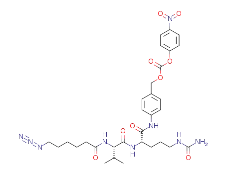 Molecular Structure of 1613321-02-0 (N-(6-azidohexanoyl)-Val-Cit-4-aminobenzyl 4-nitrophenyl carbonate)