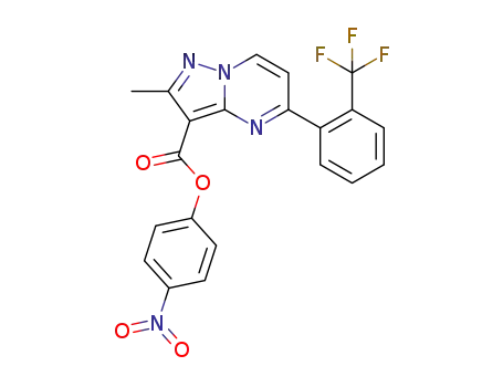 Molecular Structure of 1431654-60-2 (4-nitrophenyl 2-methyl-5-(2-(trifluoromethyl)phenyl)pyrazolo[1,5-a]pyrimidine-3-carboxylate)