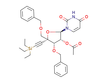 (2R,3R,4S,5R)-4-(benzyloxy)-5-((benzyloxy)methyl)-2-(2,4-dioxo-3,4-dihydropyrimidin-1(2H)-yl)-5-((triethylsilyl)ethynyl)tetrahydrofuran-3-yl acetate