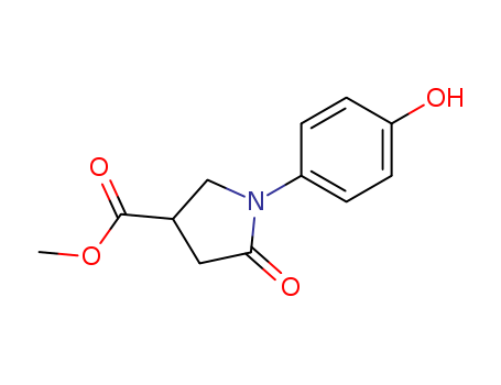 Molecular Structure of 133748-30-8 (3-Pyrrolidinecarboxylic acid, 1-(4-hydroxyphenyl)-5-oxo-, methyl ester)