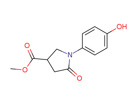 Molecular Structure of 133748-30-8 (3-Pyrrolidinecarboxylic acid, 1-(4-hydroxyphenyl)-5-oxo-, methyl ester)