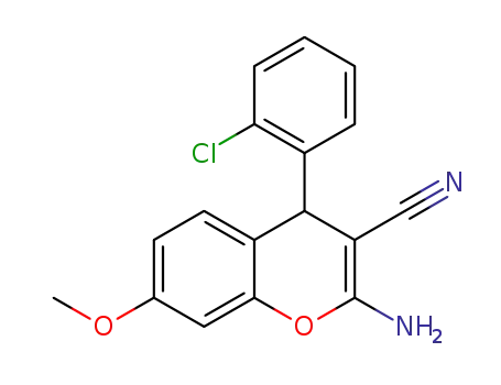 Molecular Structure of 1649471-86-2 (2-amino-4-(2-chlorophenyl)-7-methoxy-4H-chromene-3-carbonitrile)