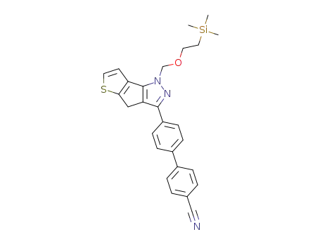 Molecular Structure of 1469858-24-9 (4'-[4-(2-trimethylsilanylethoxymethyl)-4,7-dihydro-1-thia-4,5-diazacyclopenta[a]pentalen-6-yl]biphenyl-4-carbonitrile)