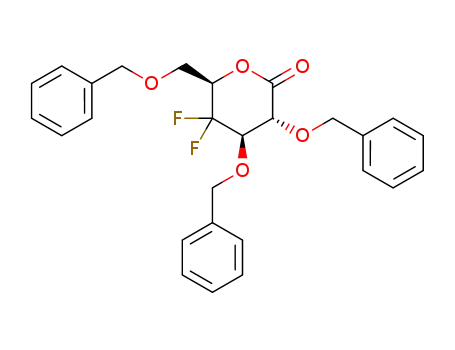 Molecular Structure of 1369405-80-0 ((3R,4R,6R)-3,4-bis(benzyloxy)-6-((benzyloxy)methyl)-5,5-difluorotetrahydro-2H-pyran-2-one)