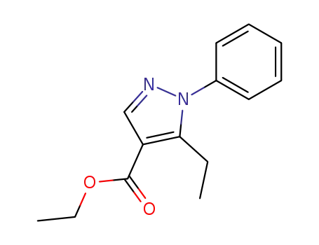 Molecular Structure of 89193-17-9 (1H-Pyrazole-4-carboxylic acid, 5-ethyl-1-phenyl-, ethyl ester)