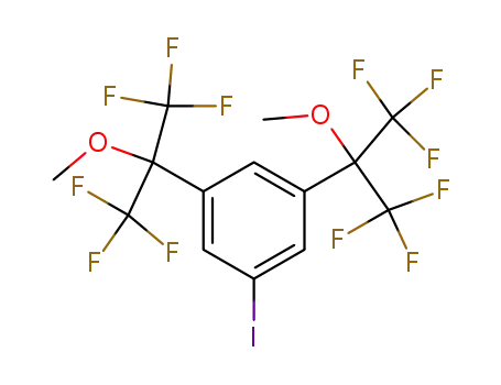Molecular Structure of 53896-20-1 (Benzene,
1-iodo-3,5-bis[2,2,2-trifluoro-1-methoxy-1-(trifluoromethyl)ethyl]-)