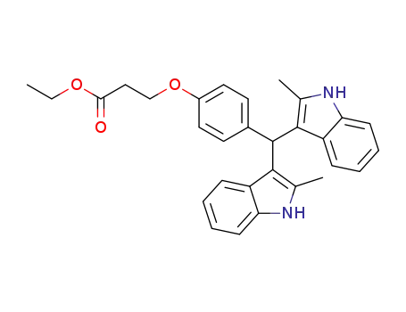 Molecular Structure of 1415995-78-6 (ethyl 3-[4-{bis(2-methyl-1H-indol-3-yl)methyl}phenoxy]propionate)