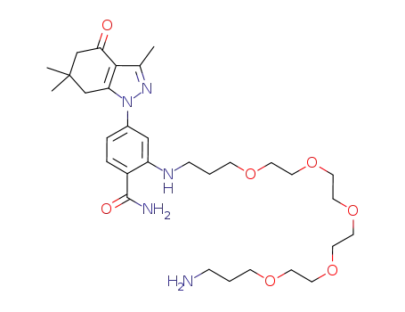 2-((19-amino-4,7,10,13,16-pentaoxanonadecyl)amino)-4-(3,6,6-trimethyl-4-oxo-4,5,6,7-tetrahydro-1H-indazol-1-yl)benzamide