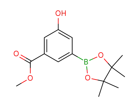 Molecular Structure of 1004294-79-4 (Methyl 3-hydroxy-5-(4,4,5,5-tetramethyl-1,3,2-dioxaborolan-2-yl)benzoate)