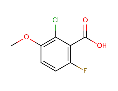 Molecular Structure of 886499-40-7 (2-CHLORO-6-FLUORO-3-METHOXYBENZOIC ACID)