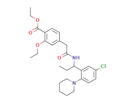 Molecular Structure of 219922-19-7 (ethyl 2-ethoxy-4-<2-<<1-<5-chloro-2-(1-piperidinyl)phenyl>propyl>amino>-2-oxoethyl>-benzoate)