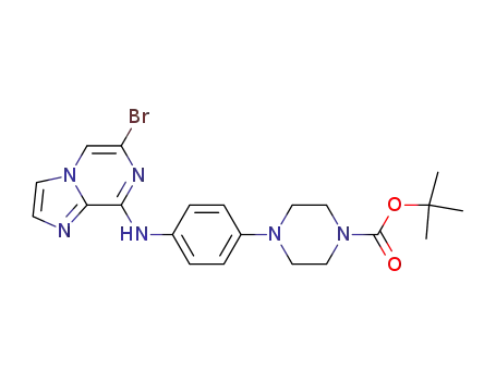 Molecular Structure of 1021154-34-6 (tert-butyl 4-(4-((6-bromoimidazo[1,2-a]pyrazin-8-yl)amino)phenyl)piperazine-1-carboxylate)