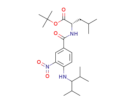 Molecular Structure of 1586791-33-4 ((S)-2-[4-(1-isopropyl-2-methyl-propylamino)-3-nitro-benzoylamino]-4-methyl-pentanoic acid tert-butyl ester)