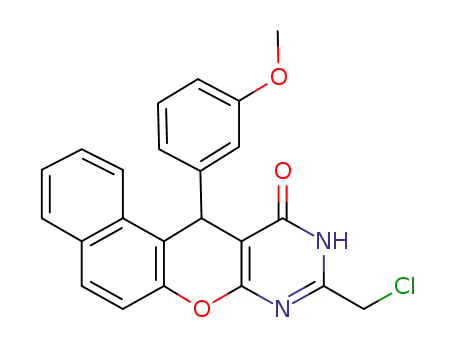 Molecular Structure of 1621314-70-2 (9-chloromethyl-12-(m-methoxyphenyl)-10,12-dihydrobenzo[5,6]chromeno[2,3-d]pyrimidin-11-one)