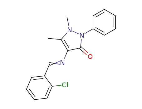 Molecular Structure of 72425-91-3 (4-[(2-chlorobenzylidene)amino]-1,5-dimethyl-2-phenyl-1,2-dihydro-3H-pyrazol-3-one)