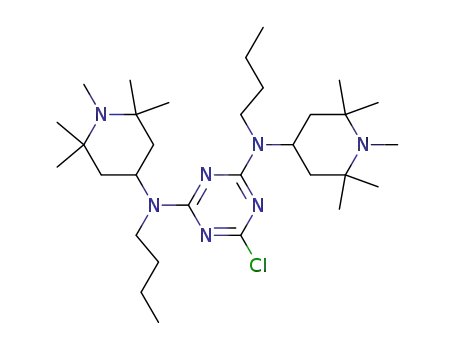 Molecular Structure of 75720-76-2 (1,3,5-Triazine-2,4-diamine,
N,N'-dibutyl-6-chloro-N,N'-bis(1,2,2,6,6-pentamethyl-4-piperidinyl)-)