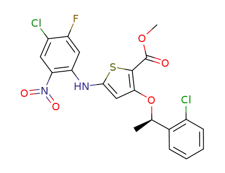 methyl 5-((4-chloro-5-fluoro-2-nitrophenyl)amino)-3-(((1R)-1-(2-chlorophenyl)ethyl)oxy)-2-thiophenecarboxylate