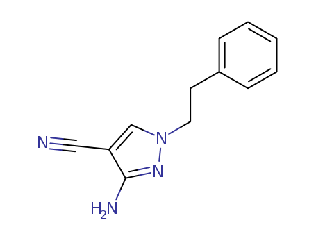 Molecular Structure of 159979-72-3 (1H-Pyrazole-4-carbonitrile, 3-amino-1-(2-phenylethyl)-)