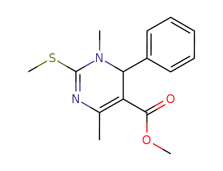 Molecular Structure of 126827-29-0 (methyl 1,4-dimethyl-2-(methylthio)-6-phenyl-1,6-dihydropyrimidine-5-carboxylate)