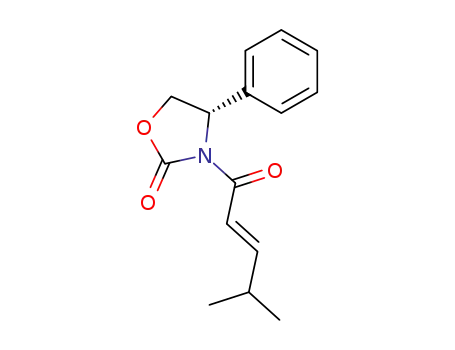 Molecular Structure of 184784-56-3 (2-Oxazolidinone, 3-[(2E)-4-methyl-1-oxo-2-pentenyl]-4-phenyl-, (4S)-)