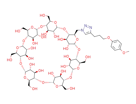 Molecular Structure of 1358937-08-2 (mono-6-[4-(3-(4-methoxyphenoxy)propyl)-1H-1,2,3-triazol-1-yl]-6-deoxy-β-cyclodextrin)