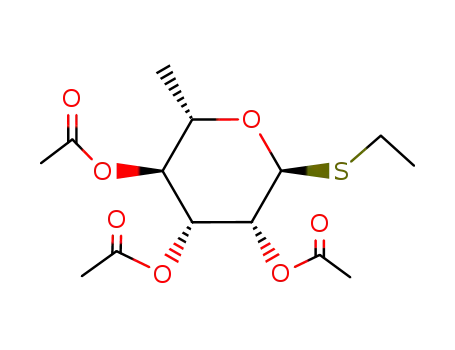 Molecular Structure of 125520-01-6 (ETHYL 6-DEOXY-1-THIO-2,3,4-TRI-O-ACETYL-ALPHA-L-MANNOPYRANOSIDE)