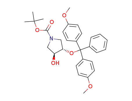 Molecular Structure of 926913-07-7 (1-Pyrrolidinecarboxylic acid,
3-[bis(4-methoxyphenyl)phenylmethoxy]-4-hydroxy-, 1,1-dimethylethyl
ester, (3S,4S)-)