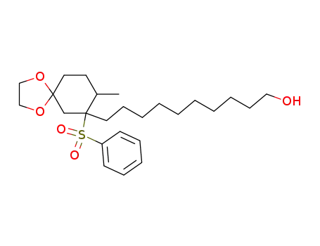Molecular Structure of 220757-92-6 (1,1-(ethylenedioxy)-3-(10-hydroxydecyl)-4-methyl-3-(phenylsulfonyl)-cyclohexane)