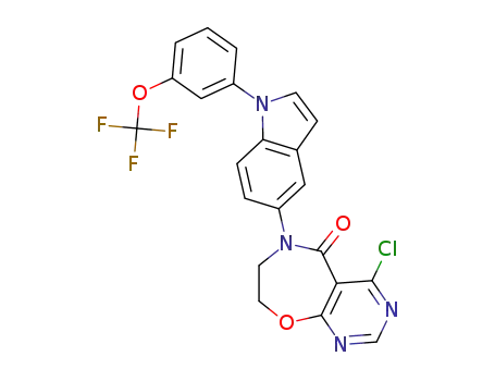 Molecular Structure of 1610800-72-0 (4-chloro-6-(1-(3-(trifluoromethoxy)phenyl)-1H-indol-5-yl)-7,8-dihydropyrimido[5,4-f][1,4]oxazepin-5(6H)-one)