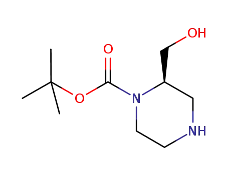Molecular Structure of 169448-87-7 ((R)-1-N-Boc-2-(hydroxymethyl)piperazine)