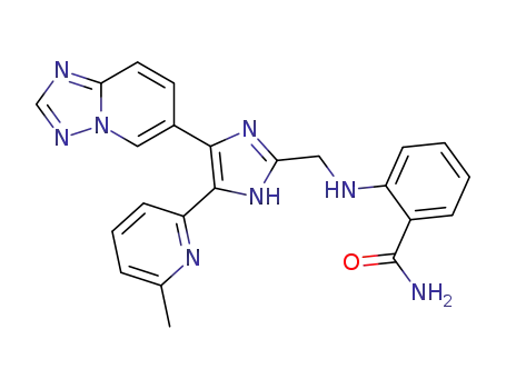 Molecular Structure of 1352609-31-4 (2-((4-([1,2,4]triazolo[1,5-a]pyridin-6-yl)-5-(6-methylpyridin-2-yl)-1H-imidazol-2-yl)methylamino)benzamide)