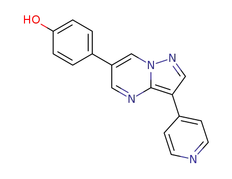 Molecular Structure of 515880-87-2 (4-[3-(pyridin-4-yl)pyrazolo[1,5-a]pyrimidin-6-yl]phenol)