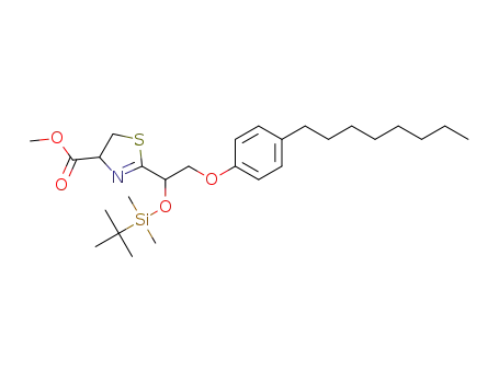 Molecular Structure of 1626404-73-6 (methyl 2-(1-(tert-butyldimethylsilyloxy)-2-(4-octylphenoxy)ethyl)-4,5-dihydrothiazole-4-carboxylate)
