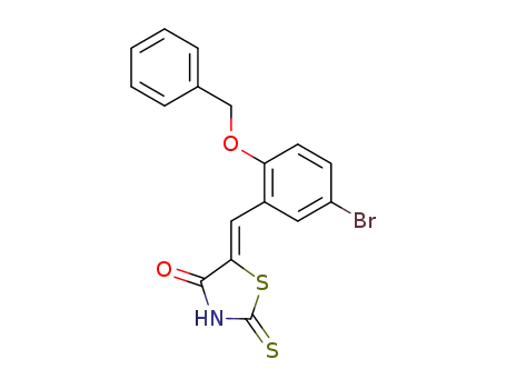 Molecular Structure of 796046-85-0 ((Z)-5-(2-benzyloxy-5-bromobenzylidene)-2-thioxo-thiazolidin-4-one)