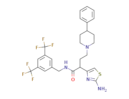 Molecular Structure of 691876-71-8 (1-Piperidinebutanamide,
a-(2-amino-4-thiazolyl)-N-[[3,5-bis(trifluoromethyl)phenyl]methyl]-4-phen
yl-)