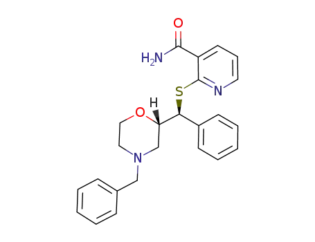 Molecular Structure of 847687-68-7 (3-Pyridinecarboxamide,
2-[[(S)-phenyl[(2S)-4-(phenylmethyl)-2-morpholinyl]methyl]thio]-)