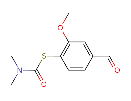 Molecular Structure of 71125-95-6 (Carbamothioic acid, dimethyl-, S-(4-formyl-2-methoxyphenyl) ester)