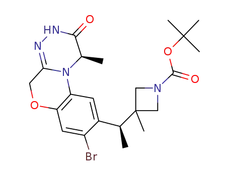3-[(R)-1-((R)-7-bromo-4-methyl-3-oxo-2,3,4,10-tetrahydro-9-oxa-1,2,4a-triazaphenanthren-6-yl)ethyl]-3-methyl-azetidine-1-carboxylic acid tert-butyl ester
