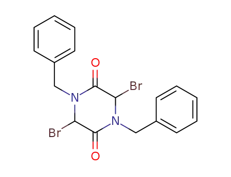 Molecular Structure of 89291-86-1 (2,5-Piperazinedione, 3,6-dibromo-1,4-bis(phenylmethyl)-)