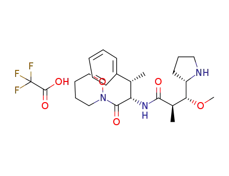 Molecular Structure of 1352201-95-6 ((2R,3R)-3-methoxy-2-methyl-N-[(2S,3S)-1-(1,2-oxazinan-2-yl)-1-oxo-3-phenylbutan-2-yl]-3-[(2S)-pyrrolidin-2-yl]propanamide, trifluoroacetic acid salt)