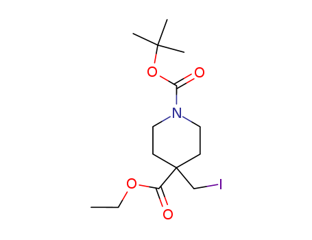 Ethyl 4-(iodomethyl)piperidine-4-carboxylate, N-BOC protected