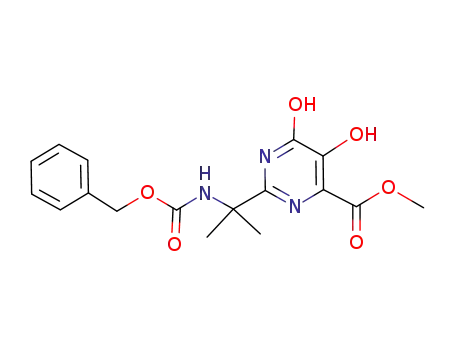 Molecular Structure of 519032-08-7 (4-PYRIMIDINECARBOXYLIC ACID, 1,6-DIHYDRO-5-HYDROXY-2-[1-METHYL-1-[[(PHENYLMETHOXY)CARBONYL]AMINO]ETHYL]-6-OXO-, METHYL ESTER)