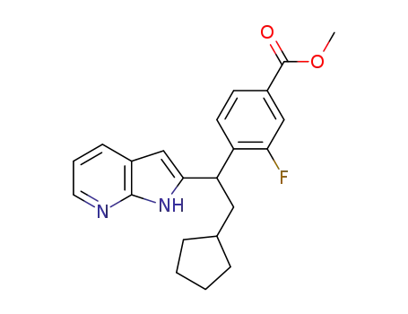 4-[2-cyclopentyl-1-(1H-pyrrolo[2,3-b]pyridin-2-yl)-ethyl]-3-fluoro-benzoic acid methyl ester