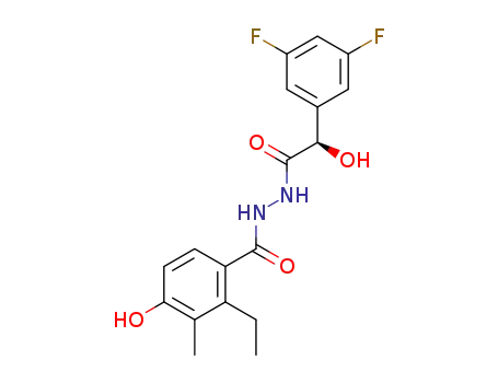 Molecular Structure of 1184940-47-3 ((alphaR)-3,5-Difluoro-alpha-hydroxybenzeneacetic acid 2-(2-ethyl-4-hydroxy-3-methylbenzoyl)hydrazide)