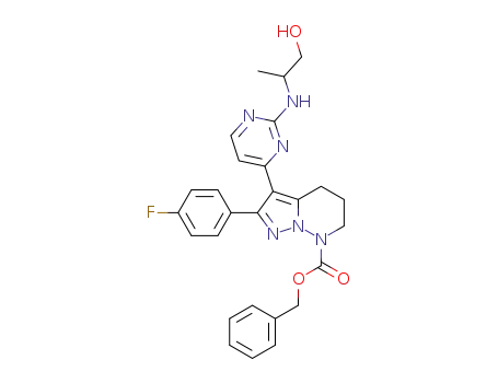 phenylmethyl 2-(4-fluorophenyl)-5,6-dihydro-3-[2-[(2-hydroxy-1-methylethyl)amino]-4-pyrimidinyl]pyrazolo[1,5-b]pyridazine-7(4H)-carboxylate