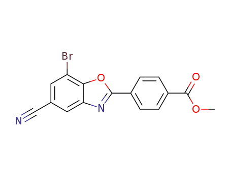 Molecular Structure of 1093395-65-3 (Methyl 4-(7-broMo-5-cyanobenzo[d]oxazol-2-yl)benzoate)
